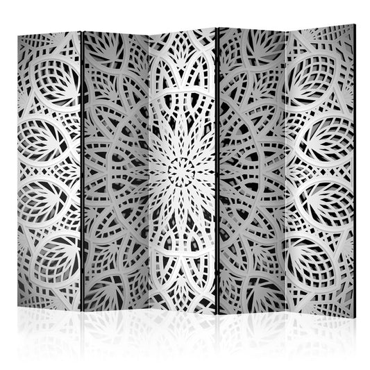 5-teiliges Paravent - White Mandala II [Room Dividers] 225x172 cm