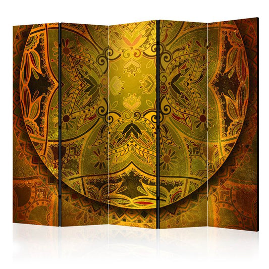 5-teiliges Paravent - Mandala: Golden Power II [Room Dividers] 225x172 cm