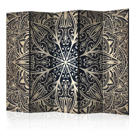 5-teiliges Paravent - Feathers (Brown) II [Room Dividers] 225x172 cm