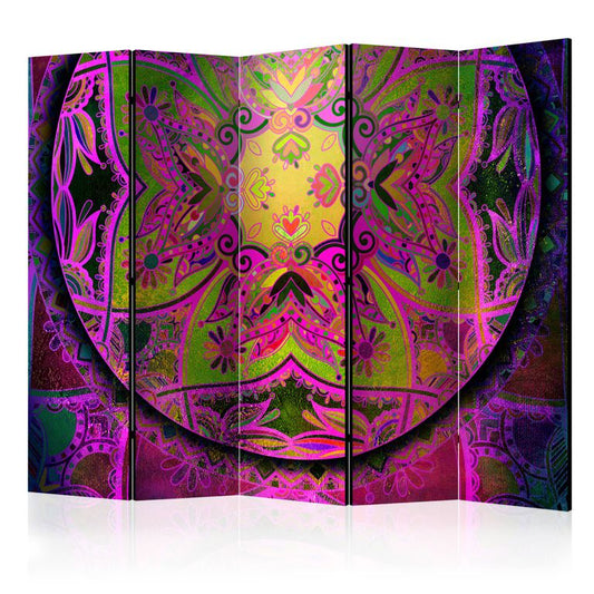 5-teiliges Paravent - Mandala: Pink Expression II [Room Dividers]