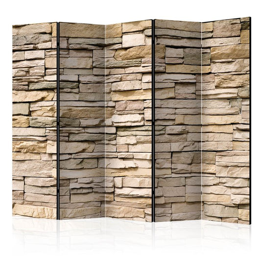 5-teiliges Paravent - Decorative Stone II [Room Dividers] 225x172 cm