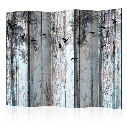 5-teiliges Paravent - Rustic Boards II [Room Dividers] 225x172 cm