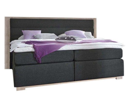 Ohio Boxspringbett 180 x 200 cm Graphit Inari / San Remo-Eiche