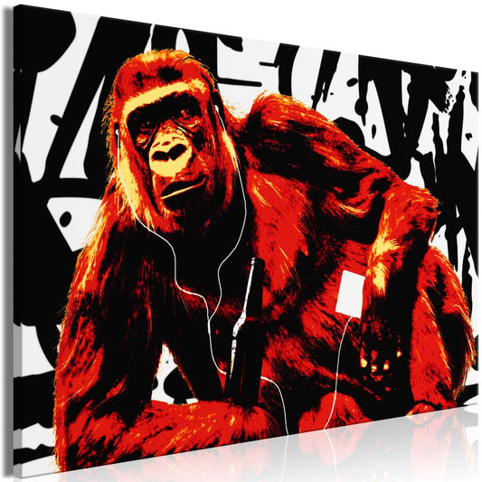 Wandbild - Pop Art Monkey (1 Part) Narrow Red