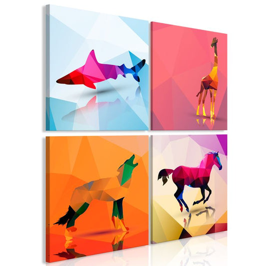 Wandbild - Geometric Animals (4 Parts)