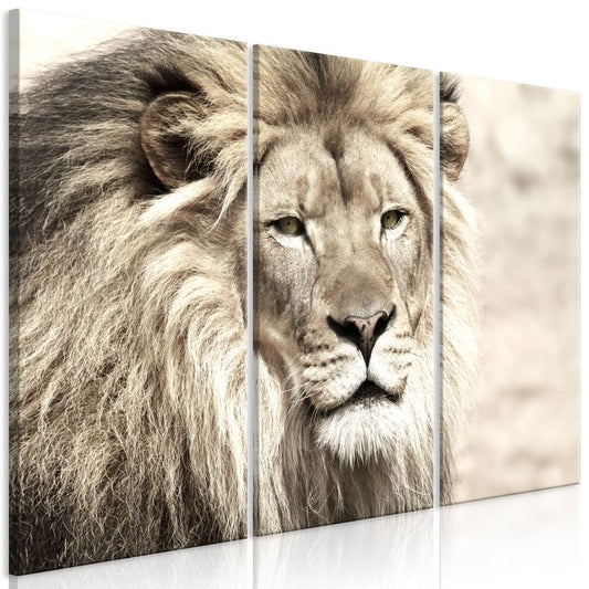 Wandbild - The King of Beasts (3 Parts) Beige