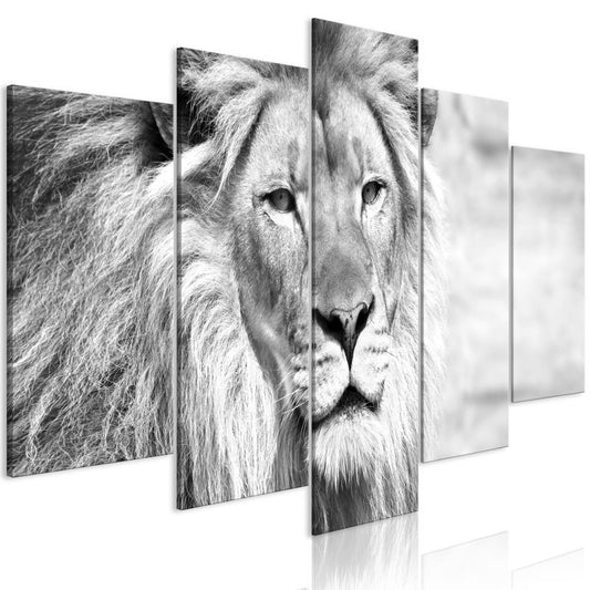 Wandbild - The King of Beasts (5 Parts) Wide Black and White