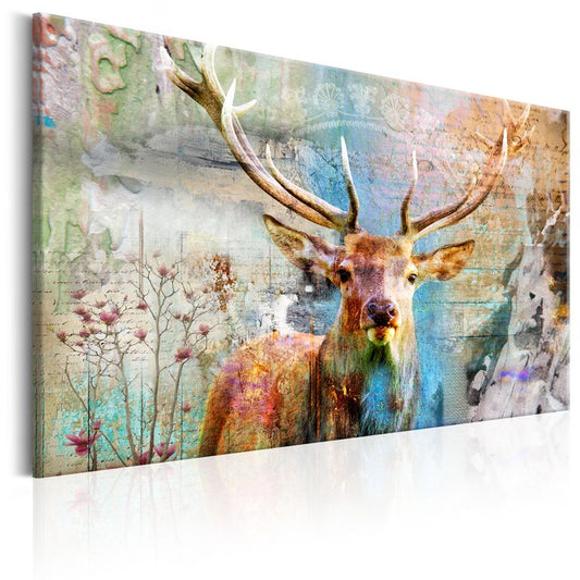 Wandbild - Deer on Wood