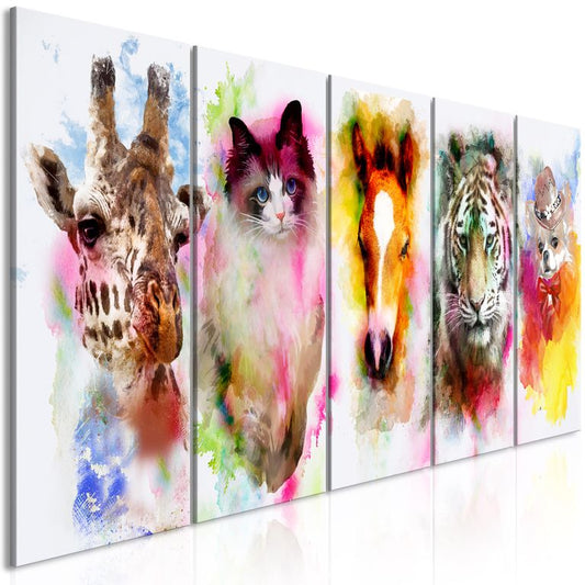 Wandbild - Watercolour Animals (5 Parts) Narrow