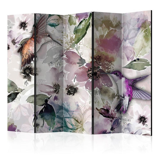 5-teiliges Paravent - Nature in Watercolor II [Room Dividers] 225x172 cm