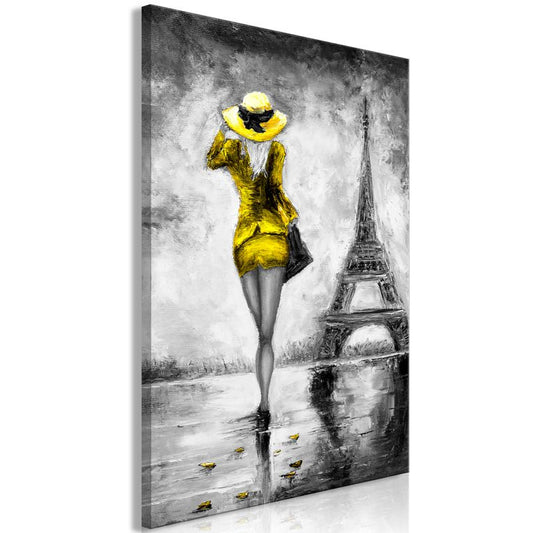 Wandbild - Parisian Woman (1 Part) Vertical Yellow