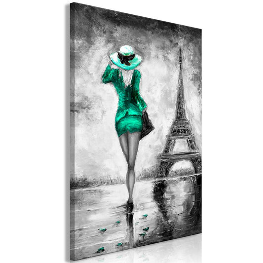 Wandbild - Parisian Woman (1 Part) Vertical Green