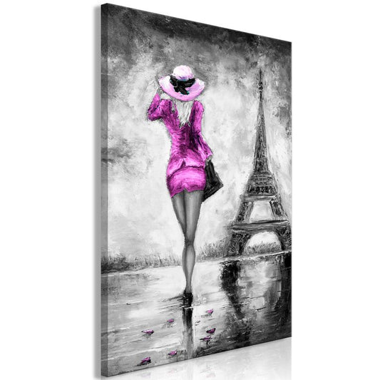 Wandbild - Parisian Woman (1 Part) Vertical Pink