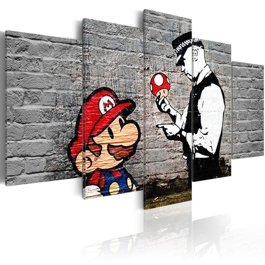 Wandbild - Super Mario Mushroom Cop (Banksy)