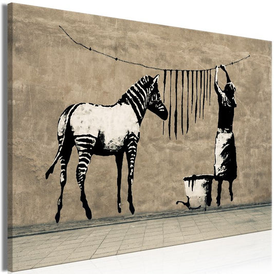 Wandbild - Banksy: Washing Zebra on Concrete (1 Part) Wide