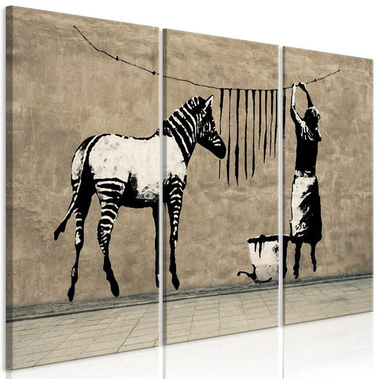 Wandbild - Banksy: Washing Zebra on Concrete (3 Parts)