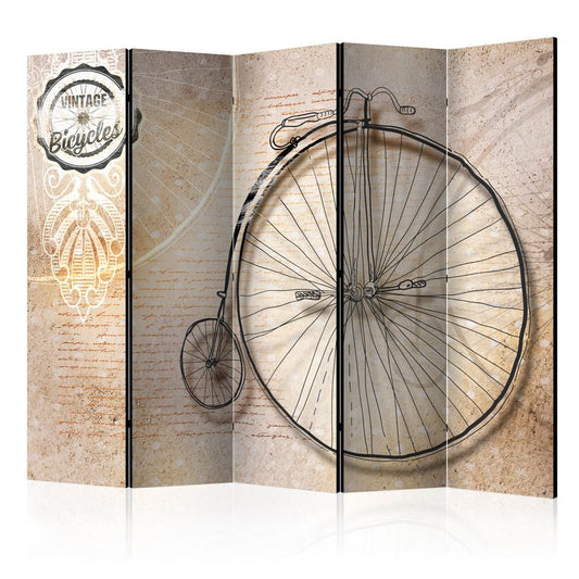 5-teiliges Paravent - Vintage bicycles - sepia II [Room Dividers]