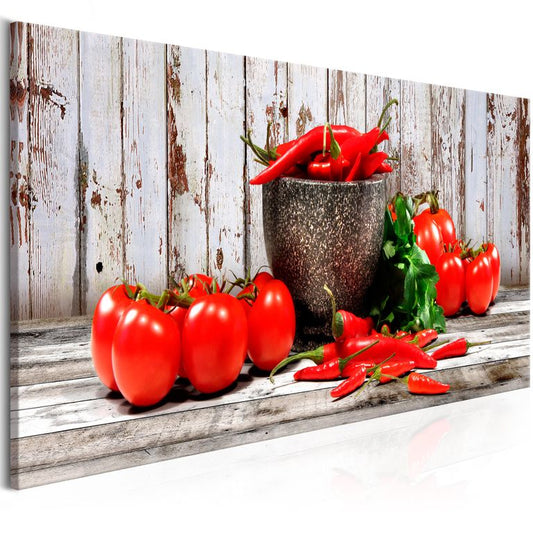 Wandbild - Red Vegetables (1 Part) Wood Narrow