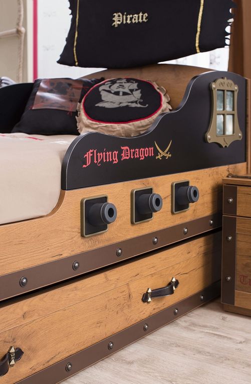 Cilek PIRATE S Bett Kinderbett Piratenbett Schiff Braun 90x190 cm - Froschkönig24