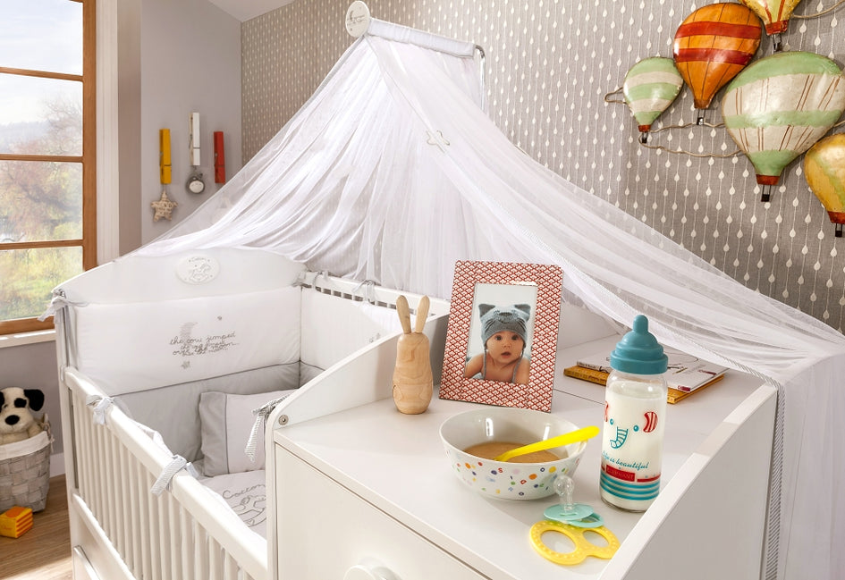 Cilek BABY COTTON Babybett L mit Zubehör mitwachsend Kinderbett Bett Weiß - Froschkönig24