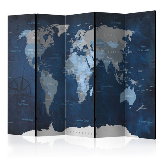 5-teiliges Paravent - Dark Blue World [Room Dividers] 225x172 cm