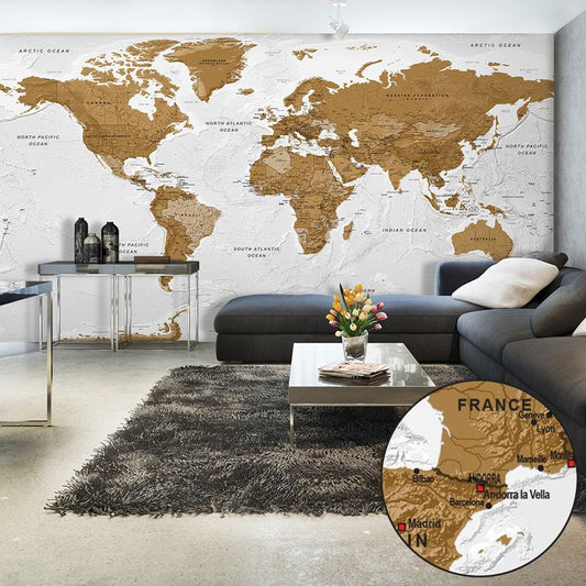 XXL Tapete - World Map: White Oceans II 500x280 cm