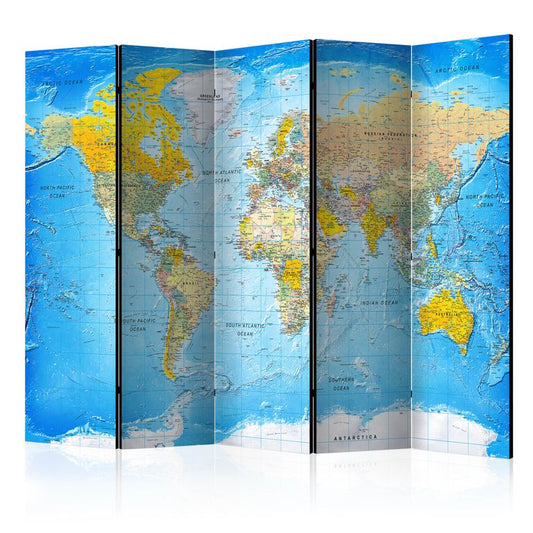 5-teiliges Paravent - World Classic Map  [Room Dividers] 225x172 cm