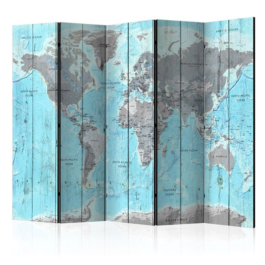 5-teiliges Paravent - Wooden Travels [Room Dividers] 225x172 cm