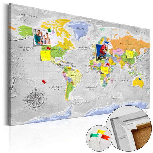 Korkbild - World Map: Wind Rose [Cork Map]