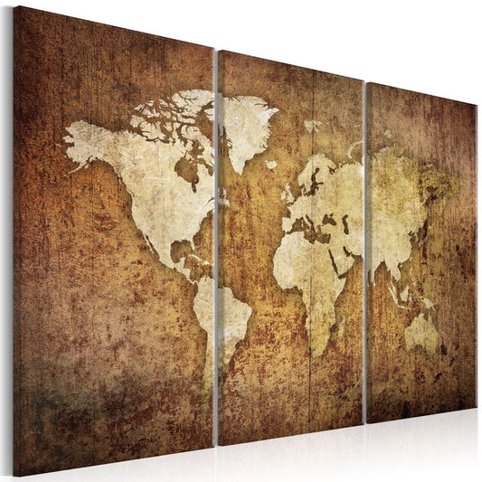 Wandbild - World Map: Brown Texture