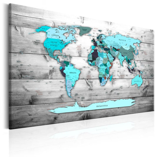 Wandbild - World Map: Blue World