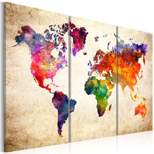 Wandbild - The World's Map in Watercolor