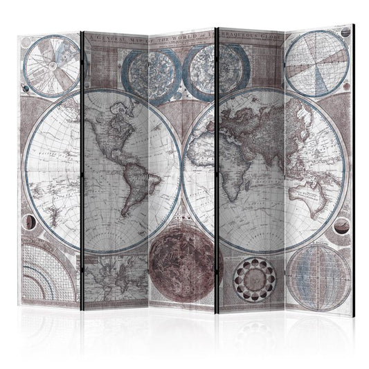 5-teiliges Paravent - Terraqueous Globe [Room Dividers] 225x172 cm