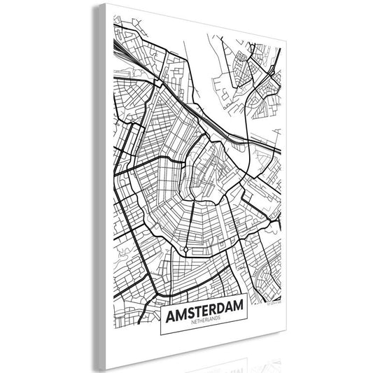 Wandbild - Map of Amsterdam (1 Part) Vertical