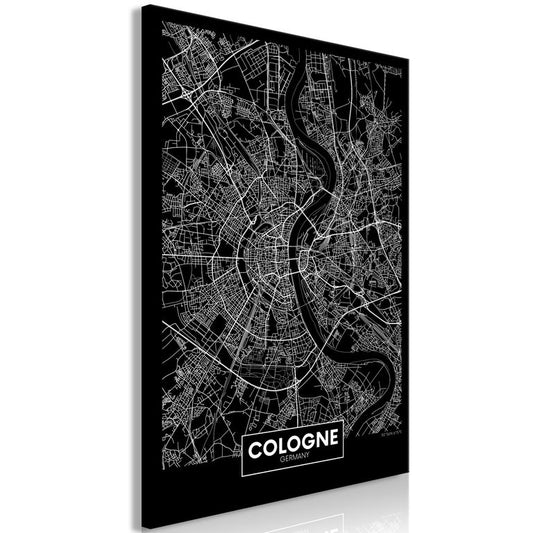 Wandbild - Dark Map of Cologne (1 Part) Vertical