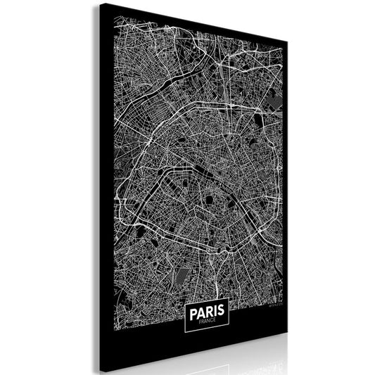 Wandbild - Dark Map of Paris (1 Part) Vertical