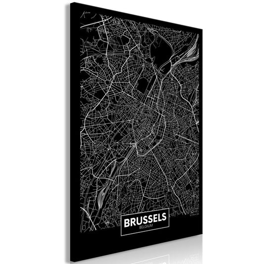 Wandbild - Dark Map of Brussels (1 Part) Vertical