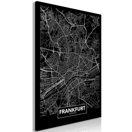 Wandbild - Dark Map of Frankfurt (1 Part) Vertical