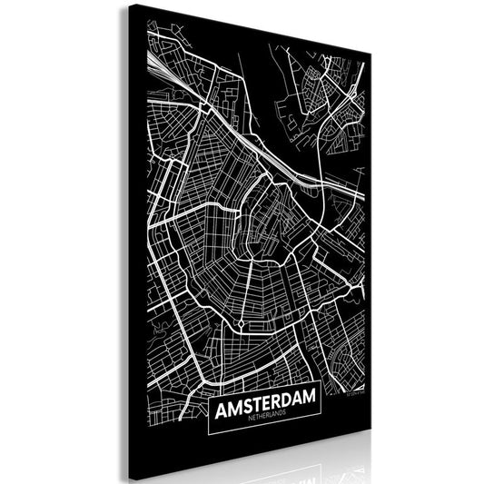 Wandbild - Dark Map of Amsterdam (1 Part) Vertical