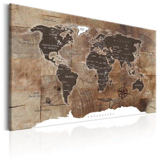 Wandbild - World Map: Wooden Mosaic