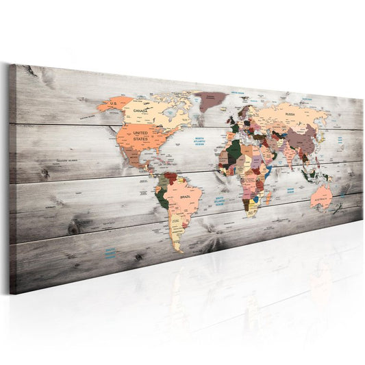 Wandbild - World Maps: Wooden Travels