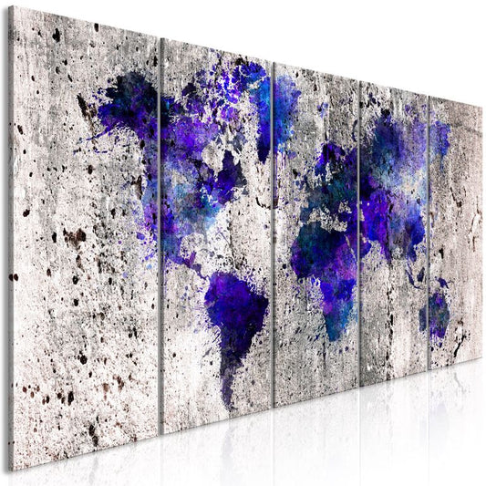 Wandbild - World Map: Ink Blots (5 Parts) Narrow