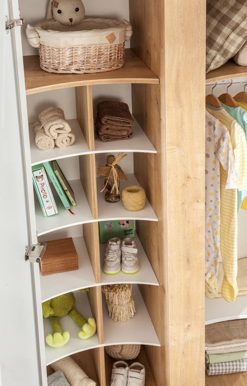 Cilek NATURA BABY Kleiderschrank Schrank Kinderzimmer Weiß/Natur - Froschkönig24