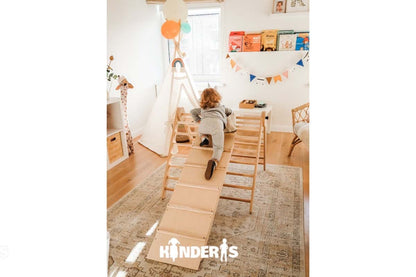 Indoor Kletterdreieck / Spielplatz mit doppelseitiger Rutsche aus Holz 80 cm