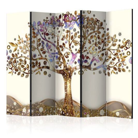 5-teiliges Paravent - Golden Tree II [Room Dividers] 225x172 cm