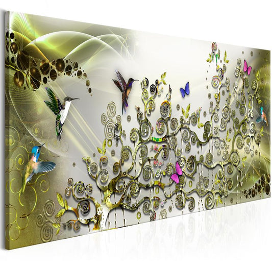 Wandbild - Hummingbirds Dance (1 Part) Green Narrow