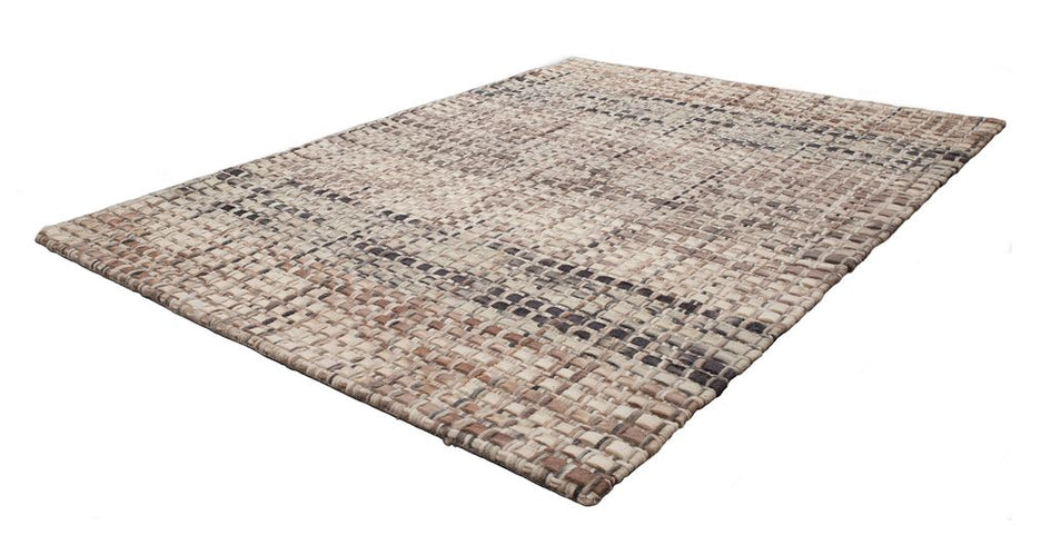 14877 Wollteppich Handgewebt Filz Taupe 120x170 cm - Froschkönig24