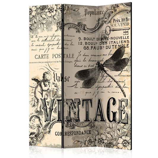 3-teiliges Paravent - Vintage Correspondence [Room Dividers] 135x172 cm