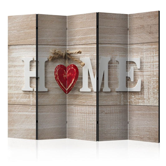 5-teiliges Paravent - Room divider - Home and red heart 225x172 cm