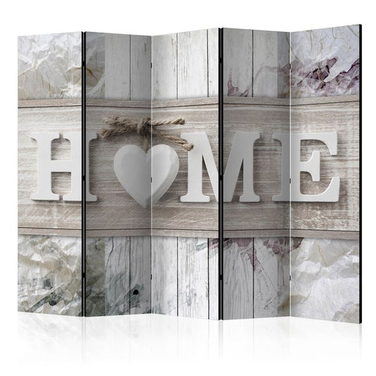 5-teiliges Paravent - Room divider - Inscription Home 225x172 cm